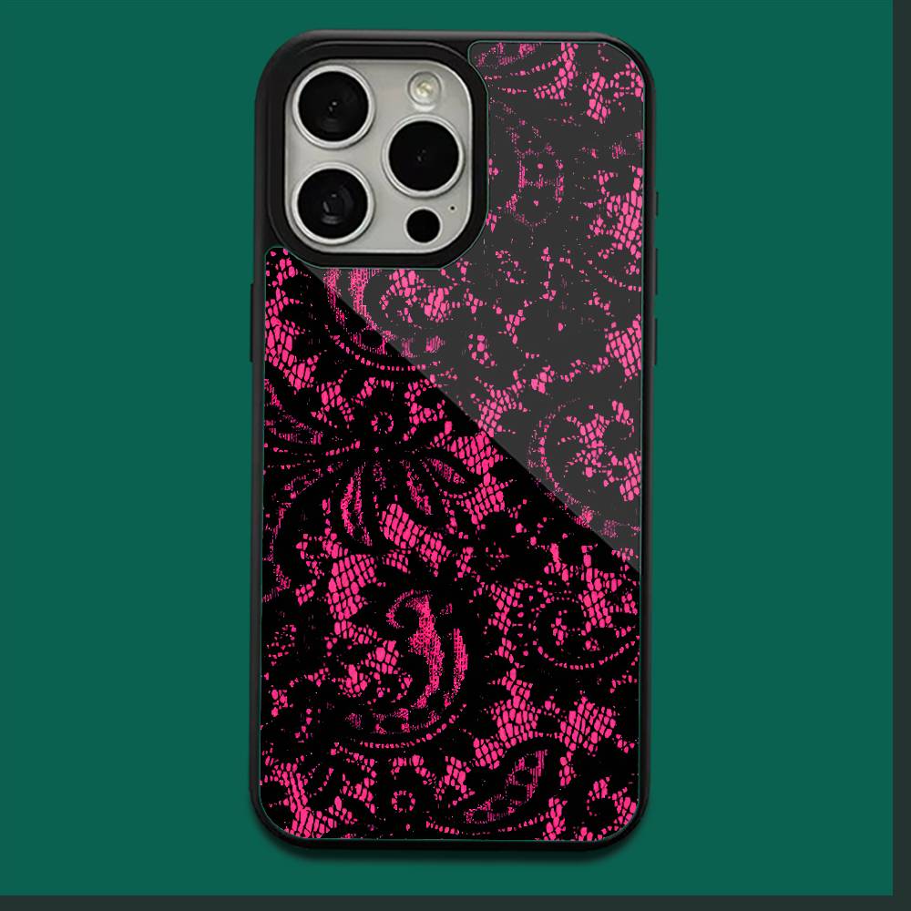 Черный кружевной принт Новый Горячий Чехол Для Телефона Для iPhone 16,15,14,13,12,11,Plus,Pro,Max,Mini Мягкий Магнитный Беспроводной Заряд Магсейф