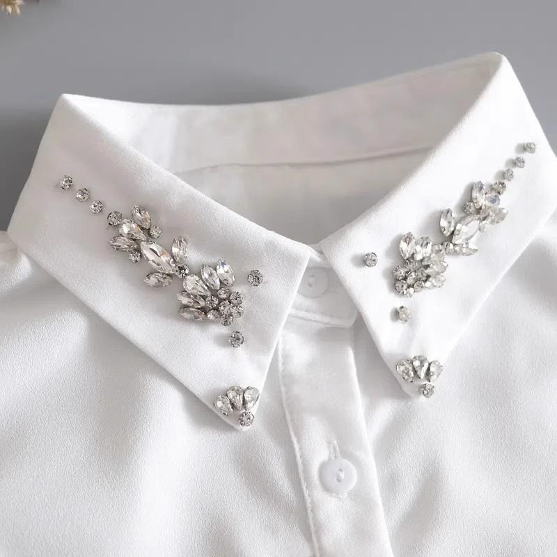 Fashion White Detachable Fake Collar Women's Lace Chiffon Lapel Half Shirt Tie False Collar Woman Fashion Accessory for Women