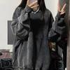 Women's Spring and Fall Washed Retro Loose Hip Hop Pullover Sweatshirt