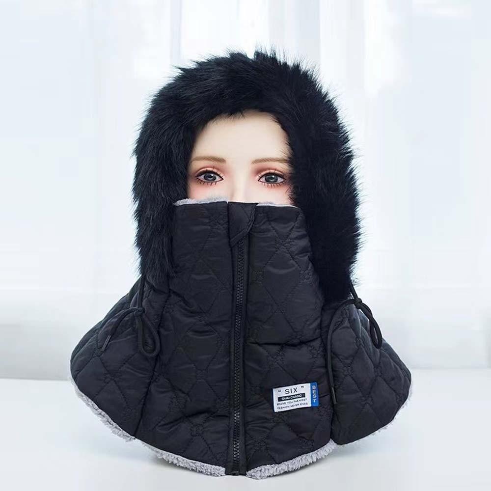 Fleece Lined Unisex Balaclava Thick Plush Winter Face Mask Hooded Scarf Hat Skiing