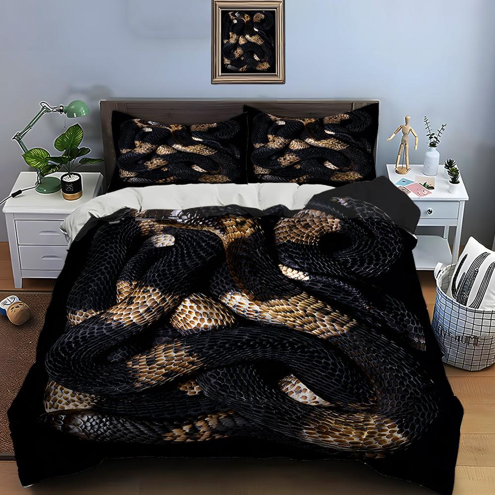 10 Sizes HD Snake Print Bedding Set Duvet Cover 1 Duvet Cover 2 Pillowcases Adult and Children Bedding Set Luxury for Gifts