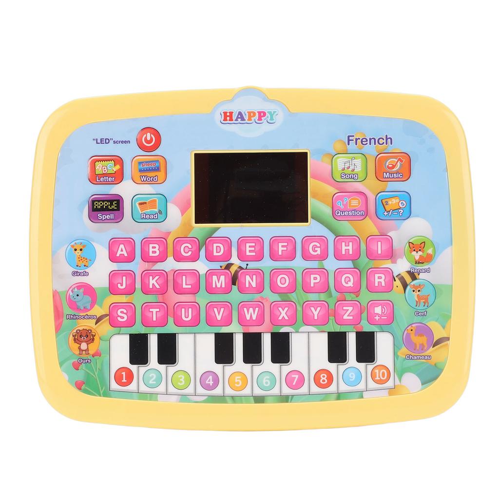 Kids Learning Tablet LED Screen Educational Alphabet Numbers Story Reading Learning Tablet Toy Yellow