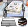 Desktop Tray Organizer Document Letter File Rack Iron Storage Bookshelf Office Supply