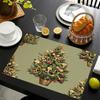 Рождественские льняные плейсматы, украшение стола, печатный плейсмат, нескользящие, теплоизоляционные, противоожоговые подкладки, кухонные аксессуары