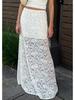 Женская белая кружевная юбка-миди А-силуэта - Весенний французский темперамент, Высокая талия, Дизайн с баской
