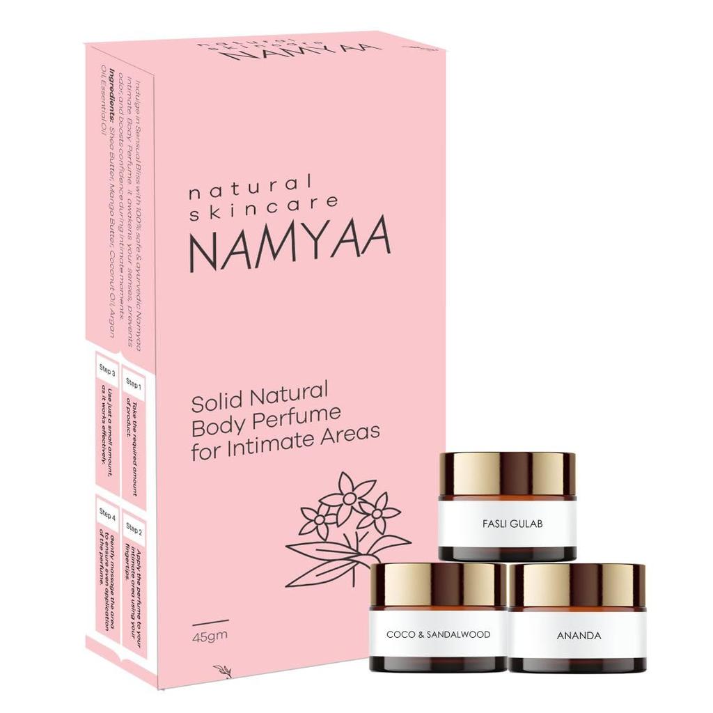 Solid Natural Body Perfume for Sensitive Areas Underarms, Inner Thigh, Knee and Bikini Area for Women (Pack of 3)