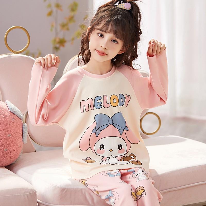 Girls Cotton Pajama Set Cartoon Print Lightweight Sleepwear Home Outfit Kids Ages 8