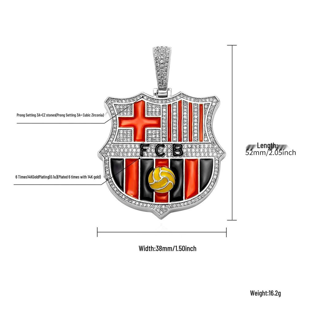 Красочная подвеска в стиле хип-хоп с эмблемой футбольного клуба, выполненная в технике перегородчатой эмали