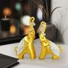 Couple Elephant Figurines Sculpture Desk Collection Height 20cm and 18cm Shelf Decoration for Living