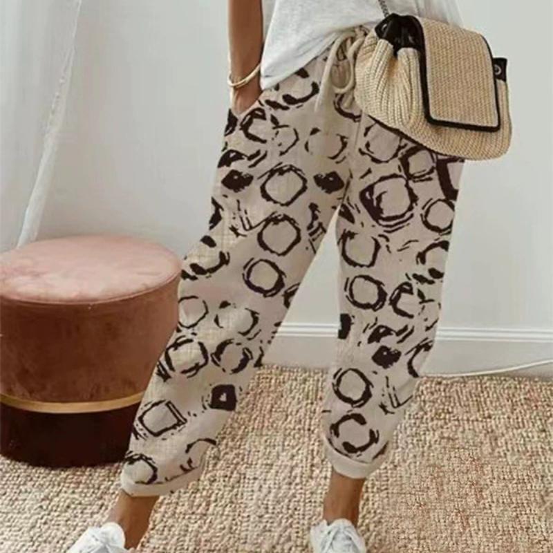 Полосатые принтованные брюки Haren, повседневные свободные брюки с эластичной талией, брюки с эластичной талией, повседневная, женская одежда