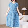 Plus Size Elegant Long Dresses for Women  Loose Short Sleeve Vintage Dress Female
