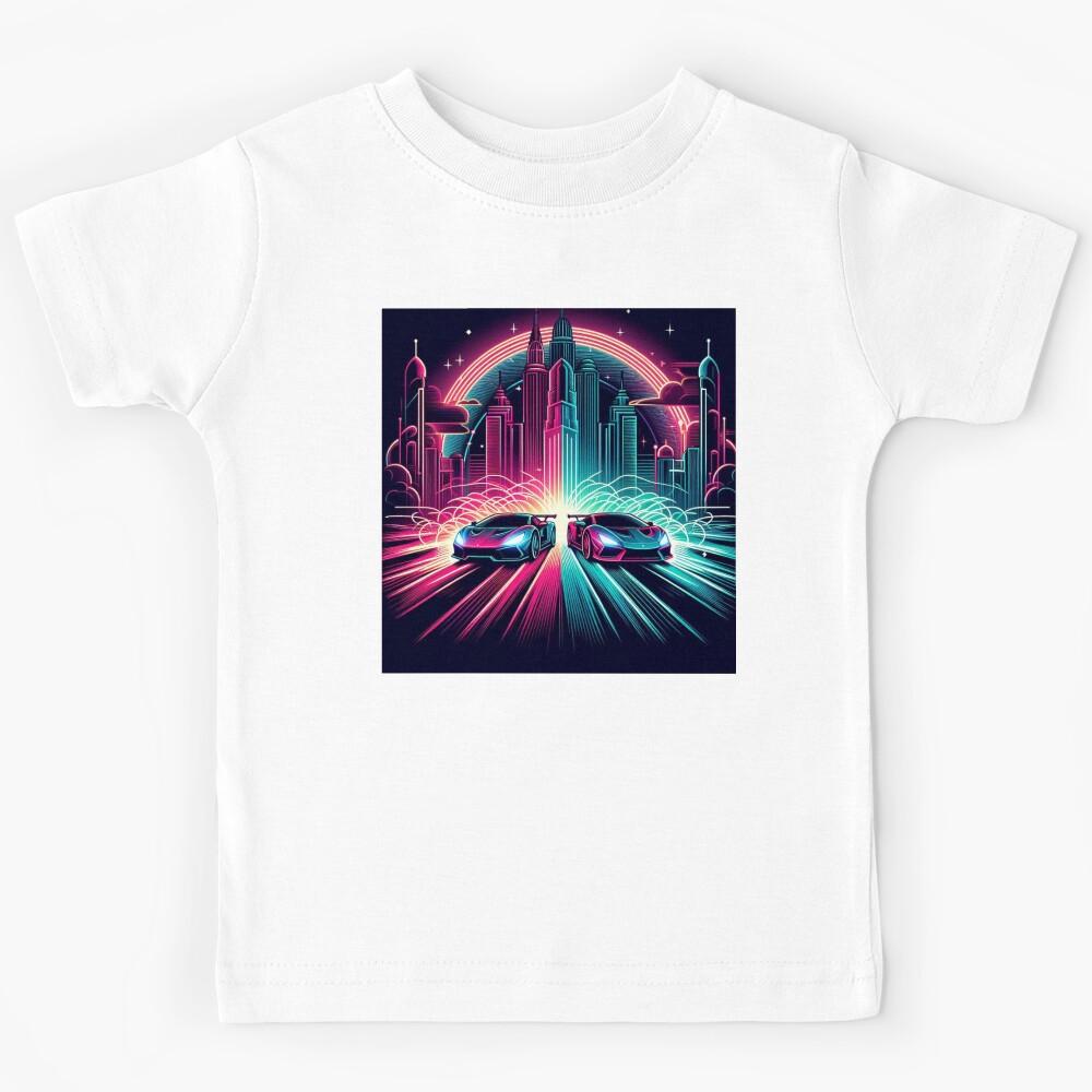 Speed Cars Neon Style Kids T-Shirt