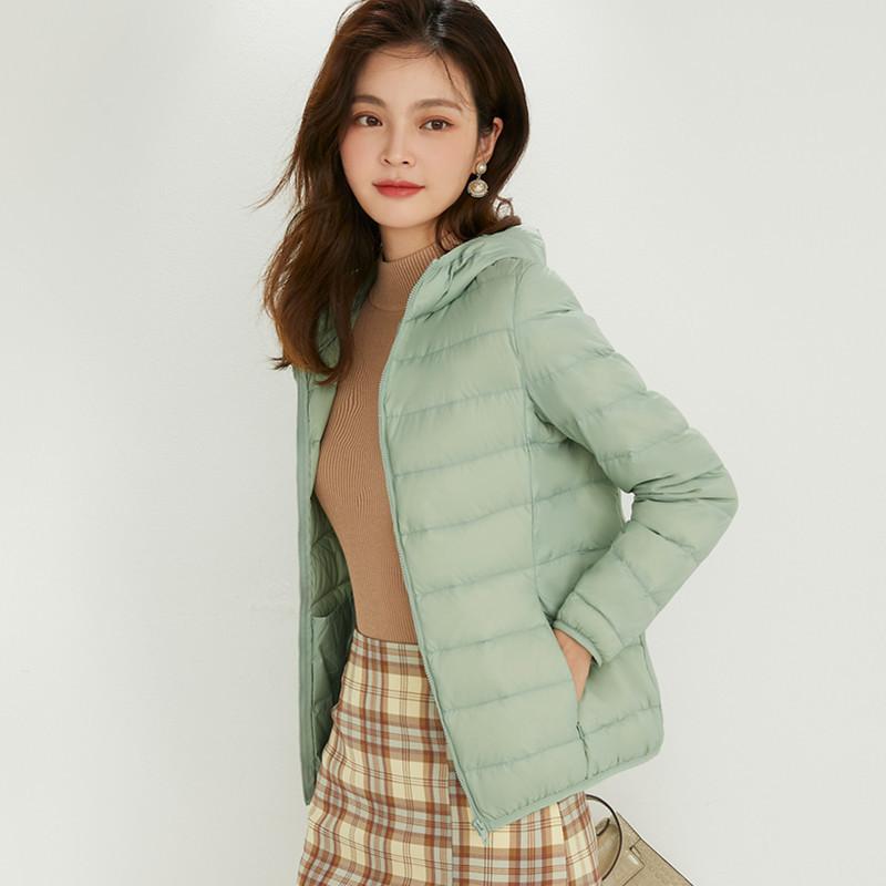 Light down jacket women's short down new light casual white duck down hooded autumn and winter small warm jacket