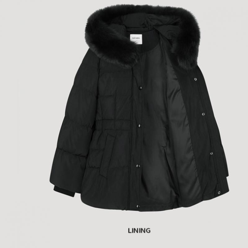  She S miSS Джемпер из меха лисы с капюшоном и утиным пухом SSdjpo42040 Bk