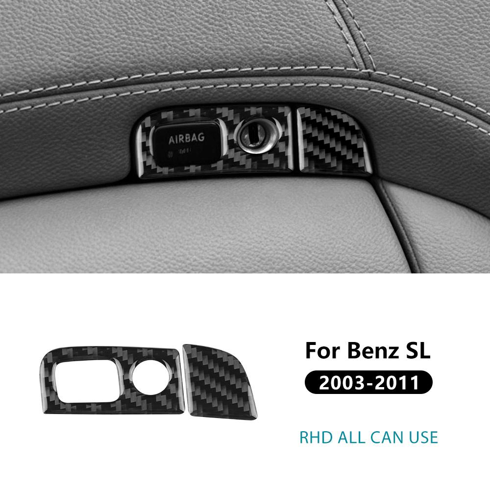 Real Soft Carbon Fiber Sticker Car Copilot Toolbox Switch For Mercedes Benz SL Class R230 2003-2006 2007 2008 2009 2010 2011