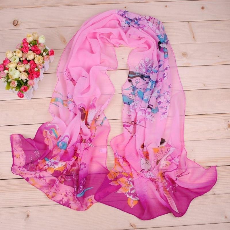 Silk Scarf For Women In Summer Fashionable Shawl Thin And Versatile Spring And Autumn Sand Scarf Long Chiffon Small Strip Scarf