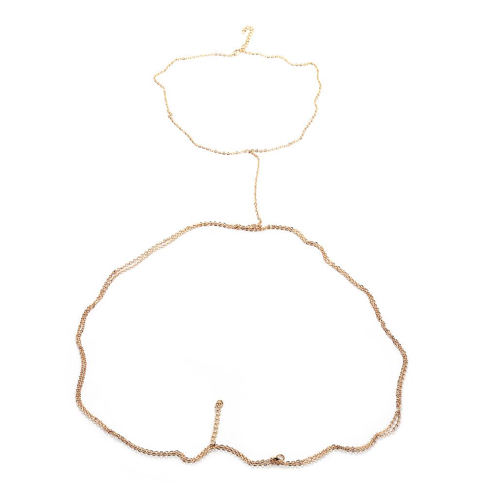 Gold Silver Bikini Slave Harness Crossover Belly Waist Bra Chest Body Chain Beach Jewelry