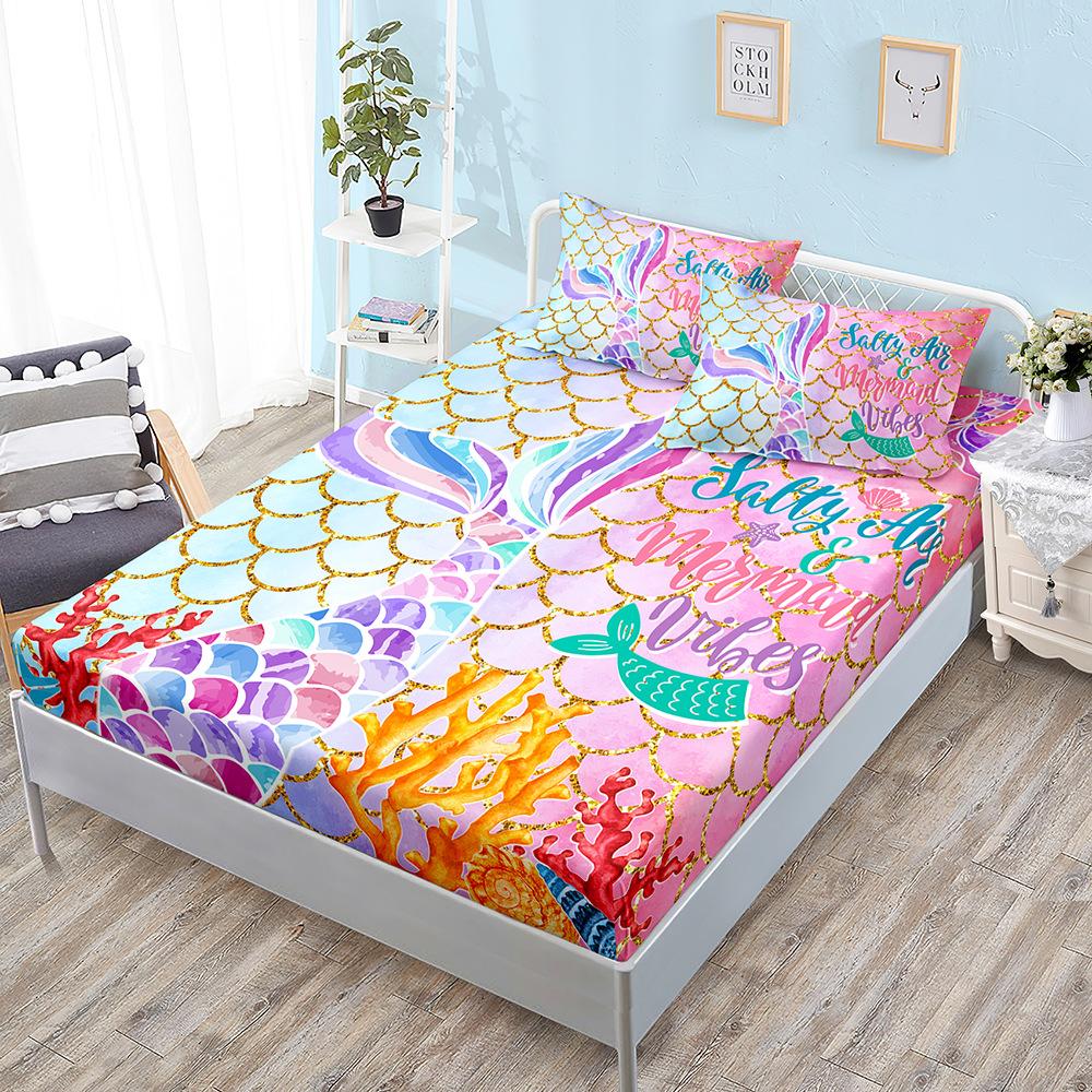 Постепенно меняющий цвет комплект матраса «Русалка» из трех предметов: наволочка, наматрасник