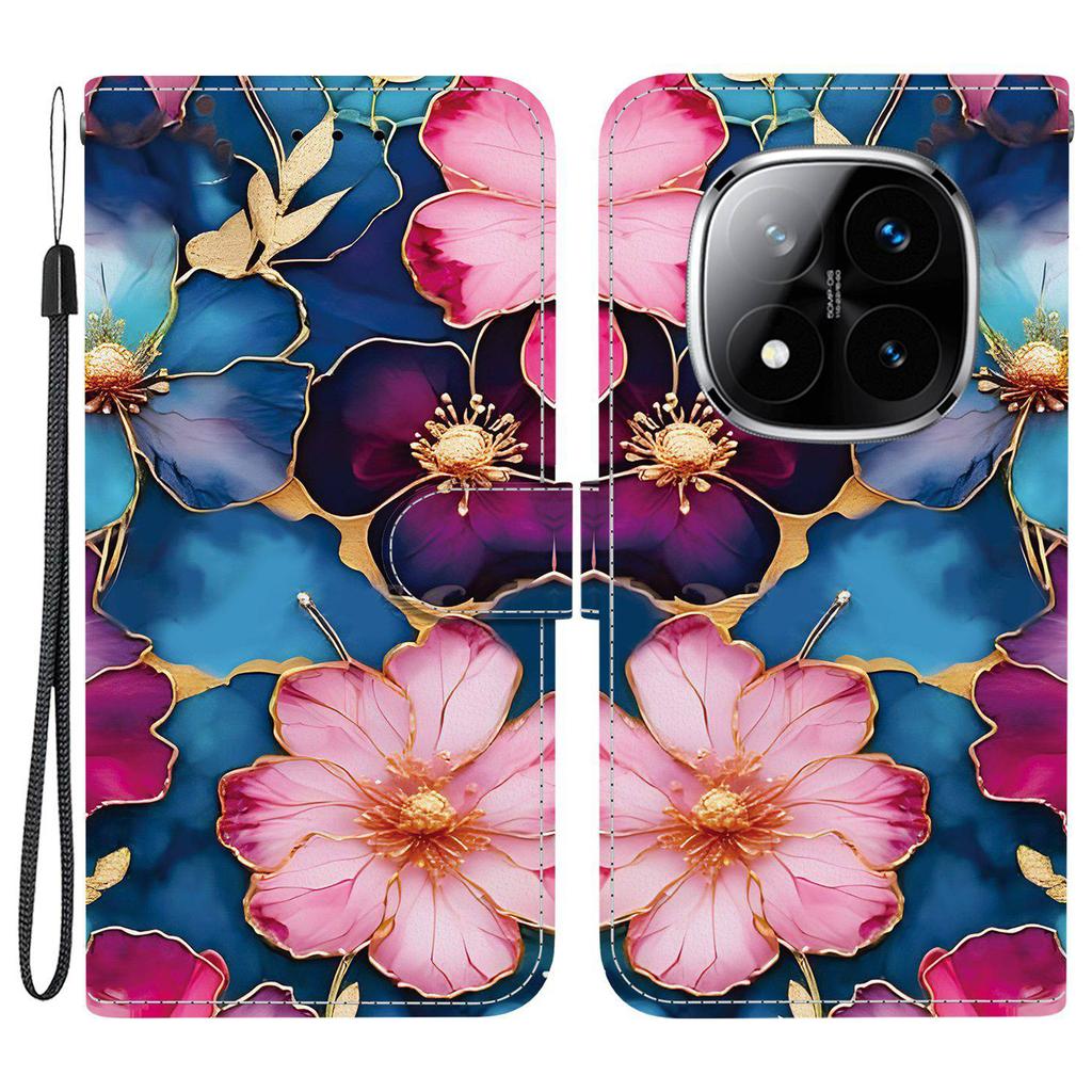 Чехол-кошелек для Xiaomi Poco X7 5G/Redmi Note 14 Pro 5G/Note 14 Pro+ 5G с принтом, кожаная подставка, чехол для телефона с ремешком