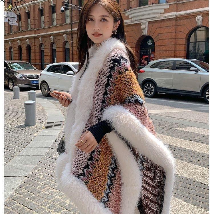 DX ~~~ Меховая шаль, женский наряд, зимний новый модный зарубежный высококачественный шарф из лисьего меха, толстая накидка