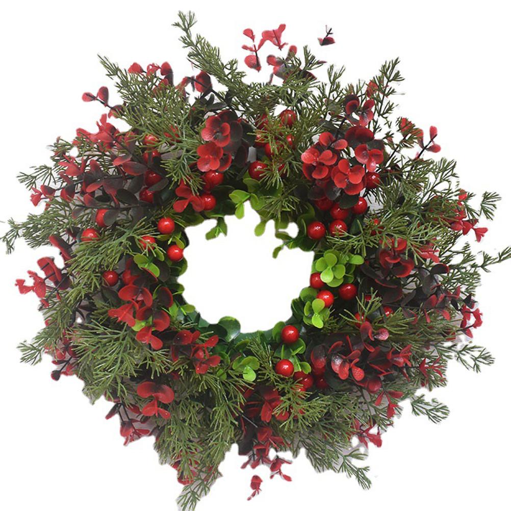 Christmas Wreath Artificial Red Berries Eucalyptus Wreath Christmas Decoration Living Room Wall
