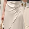 Женская юбка миди с высокой талией, дизайн «рыбий хвост», юбка из искусственного шелка, гладкий сатин, облегающая юбка-карандаш для повседневной носки