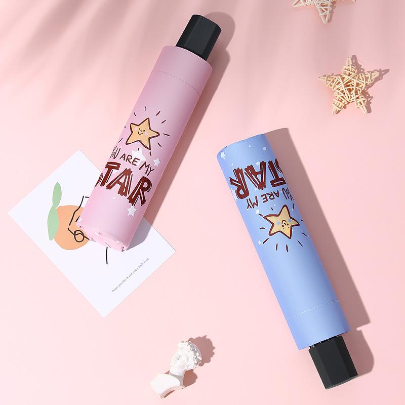 Cartoon small fresh sun umbrella weather and rain vinyl umbrella sun protection UV protection