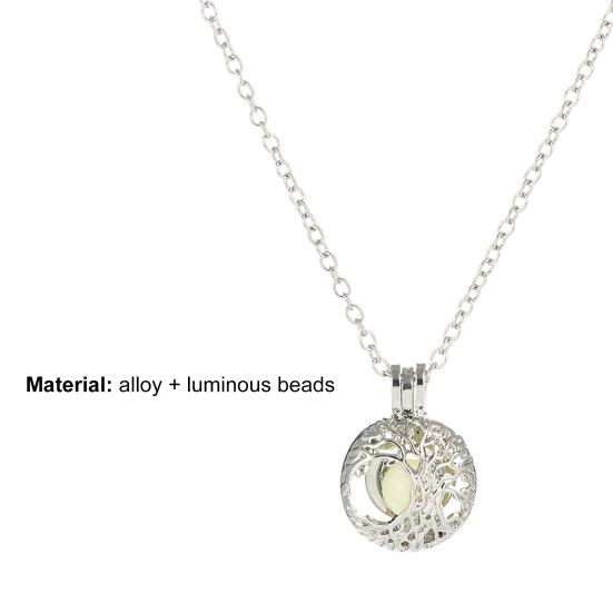 Tree Shape Pendant Charm Necklace Openable Luminous Stone Hollow Women Necklace Jewelry Accessory