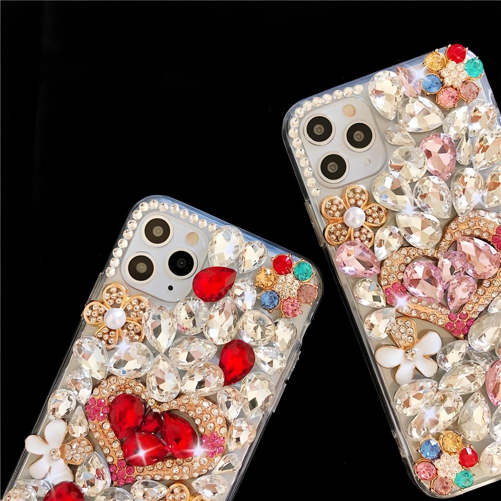 Чехол со стразами и блестками для Realme C75 C75X C73 C71 C61 C55 C51 C53 C35 C31 C30 C33 C25 C21Y C25Y C21 Кристальное сердце Цветочный Блестящий Алмазный Чехол