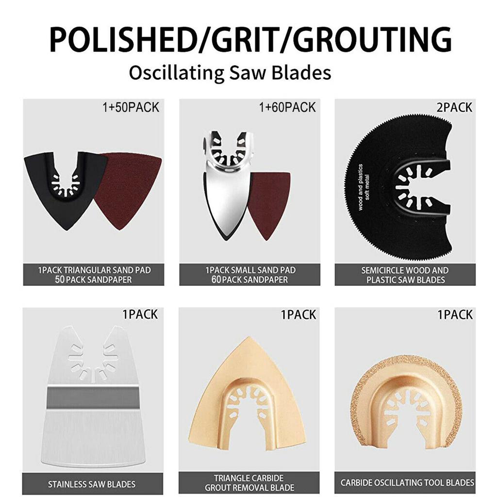 124/248Pcs Quick-release Oscillating Tool Multi-function Tool Saw Blades Renovator Trimmer Blades for Wood Plastic Metal Cutting