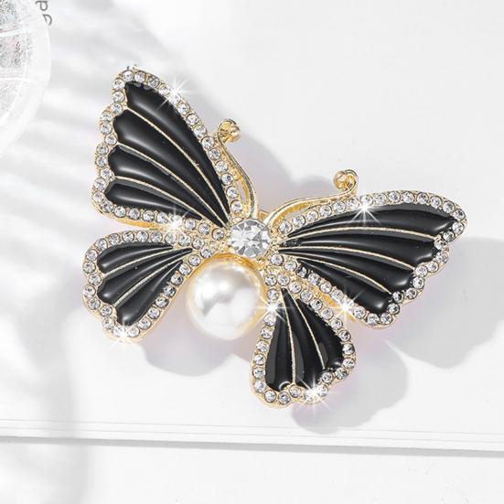 Женская брошь в форме бабочки с искусственным жемчугом и стразами, декорирующая капающее масло, противоскользящий костюм