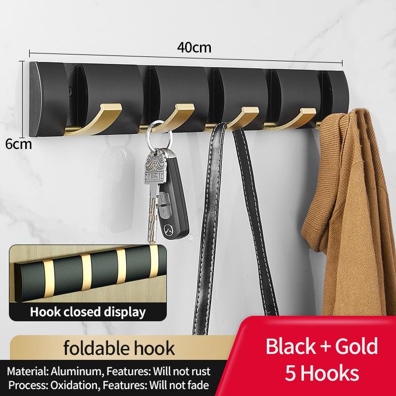 YUNJIEYA Folding Door Hooks Towel Hanger Nail Free Punch Wall Rack  Hook Coat Clothes Holder for Bathroom Kitchen Accessories