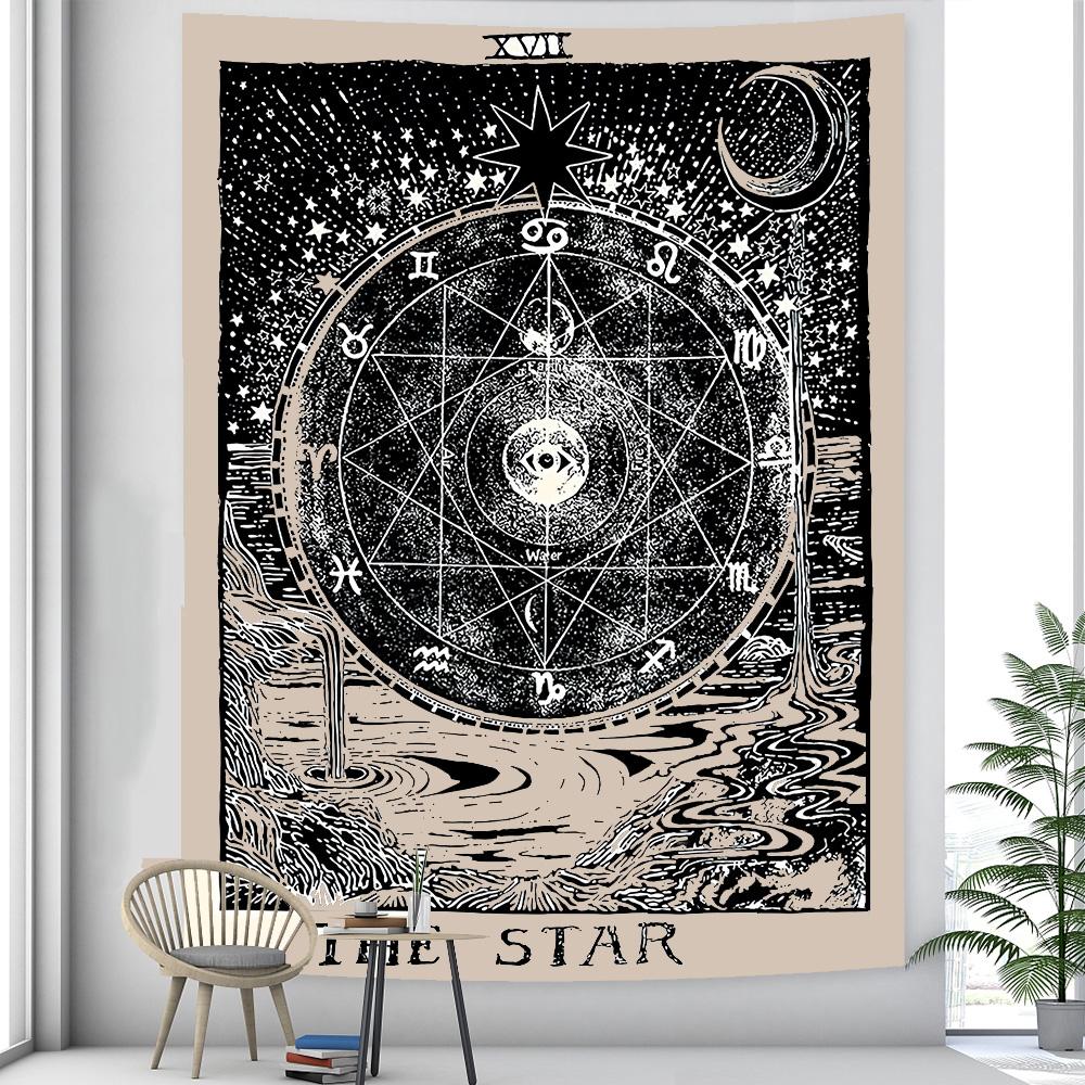 Tarot Psychedelic Scene Art Tapestry Occult Witchcraft Divination Wall Hanging Hippie Boho Decor Bedroom Home Decor