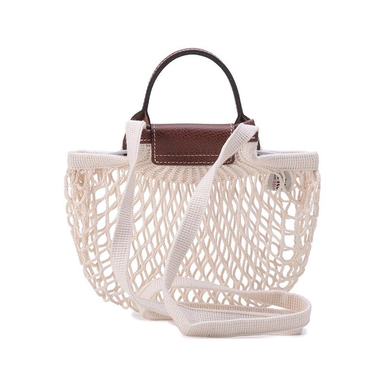 Longchamp Le Pliage Filet 17 Cotton And Leather Casual Net Bag Tote Shoulder Crossbody Mini Women bags Linen 10139HVH037