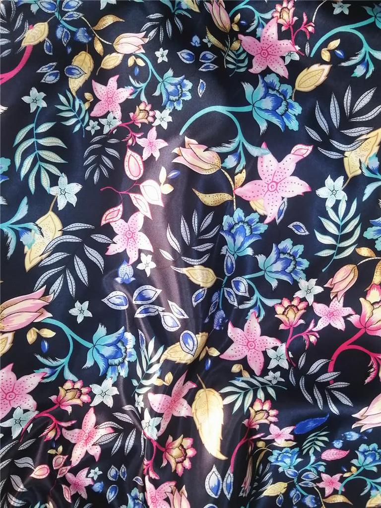 Большая Цветочная Ткань из Шелкового Сатина для Ципао, Подкладки и Ленты для Головного Убора