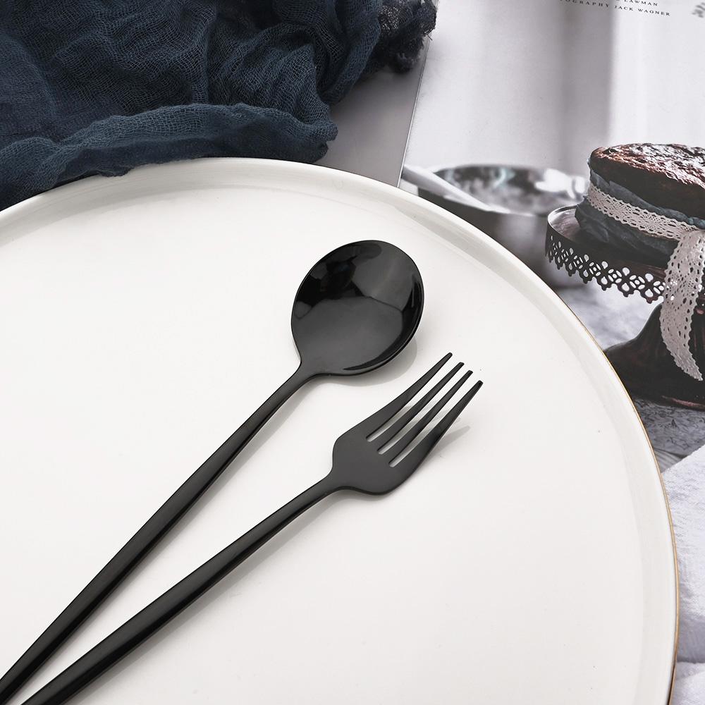 10 человек, черные, серебряные столовые приборы, набор столовых приборов, нож, десертная вилка, ложка, столовая посуда, набор посуды из нержавеющей стали, вечерние кухонные инструменты
