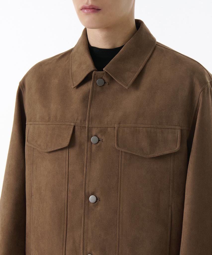 Musinsa Standard Synthetic Suede Minimal Trucker Jacket [Light Brown]