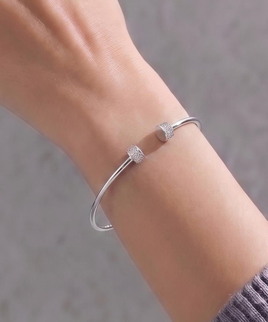 Helene Jewelry 925 Silver Force Line Bangle Silver Bracelet