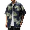 COZOEN Aloha Hawaiian Summer Panama Short Botanical 9 Plus Sizes Men's Shirt, Shirt, Shirt, Sleeve, Print, All-Over Print, Casual, Lightweight,
