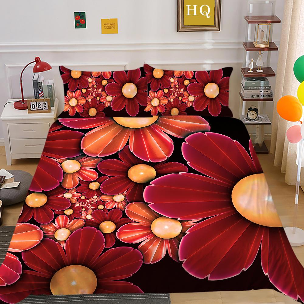 Комплект постельного белья с 3D-цветочным принтом, двойной размер, домашний комплект постельного белья из микрофибры, модный комплект высокого одеяла