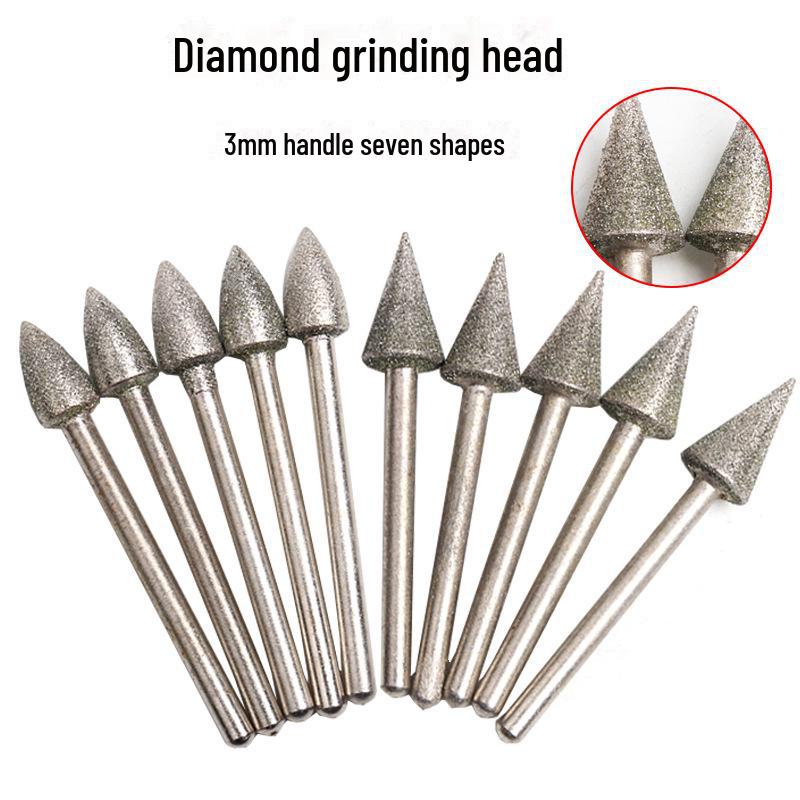 3mm Diamond Grinding Head for Jade Carving - Electric Grinding Accessory
