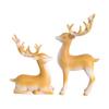 2x Reindeer Figurines Christmas Decor, Elk Sculptures, Sitting Standing Deer Statues Ornaments for Party Desktop Holiday Xmas