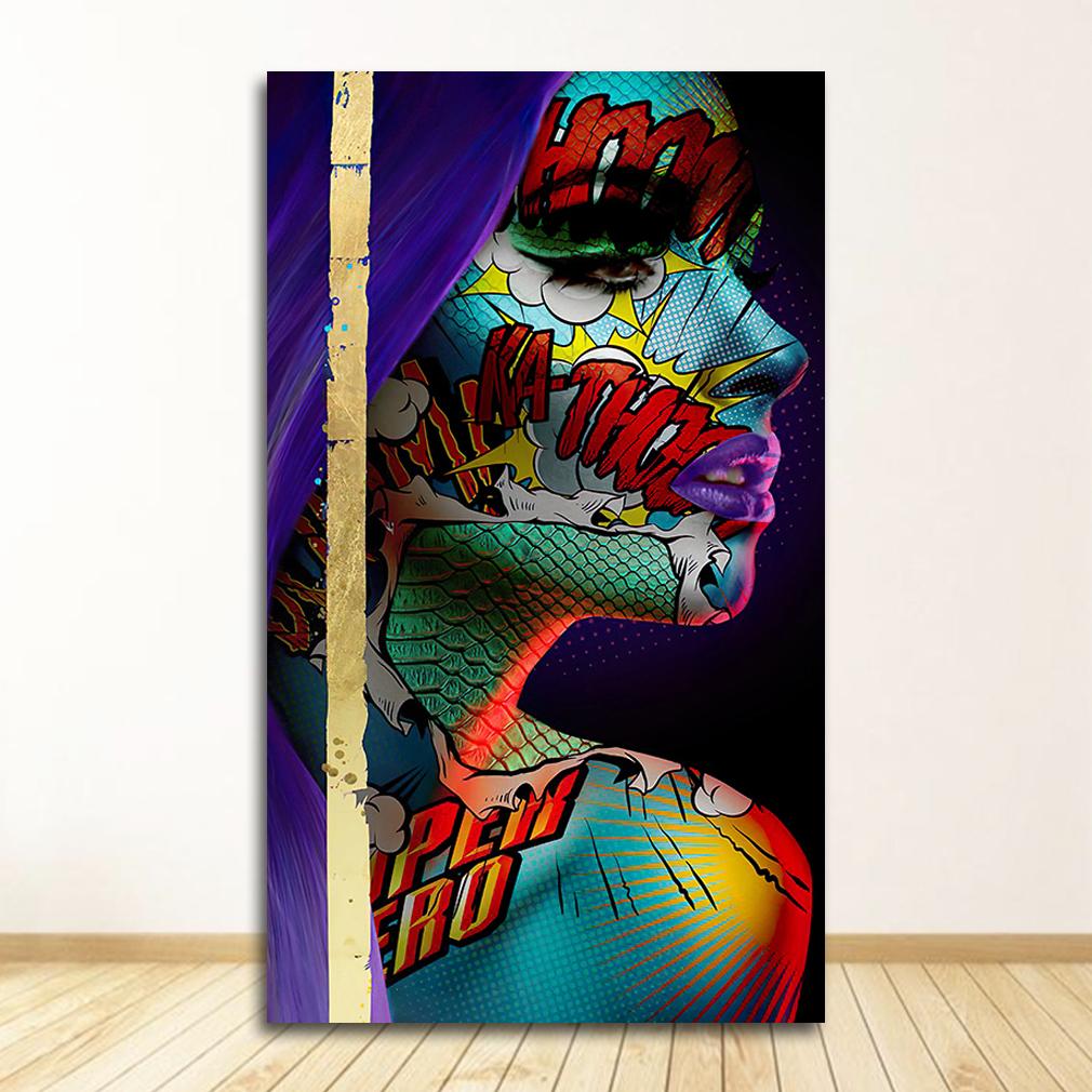 Граффити женский портрет картина маслом плакат и принты Настенный декор для гостиной холст картина настенная живопись домашние постеры