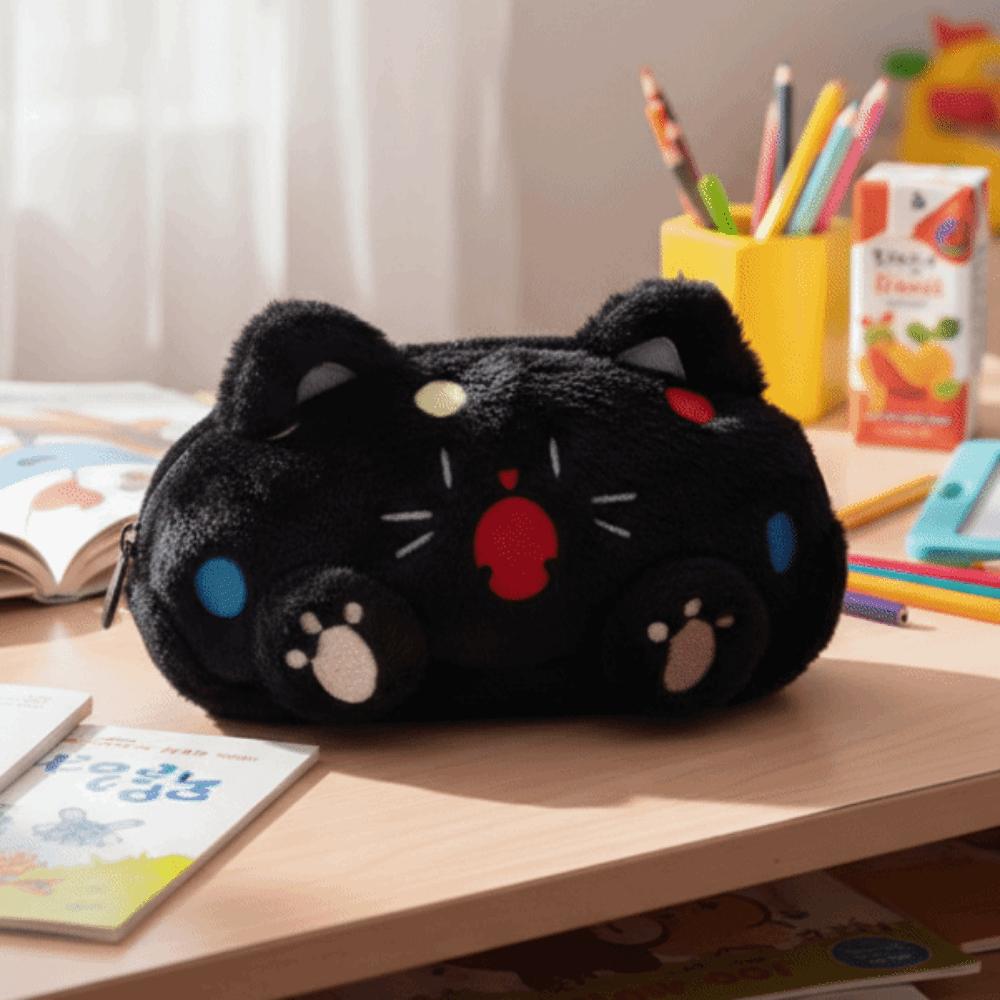 Смешная Кошка Мультяшная Пенал Каваи Большая Вместимость Сумка для Хранения Канцелярских Принадлежностей Милый Пушистый Кот С Принтом Пенал Для Учеников