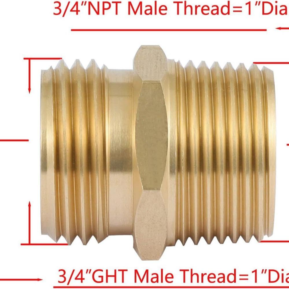 Латунный шестигранный ниппель-переходник 3/4GHT x 3/4NPT с наружной резьбой, быстроразъемное соединение, соединитель для воды, масла, газа