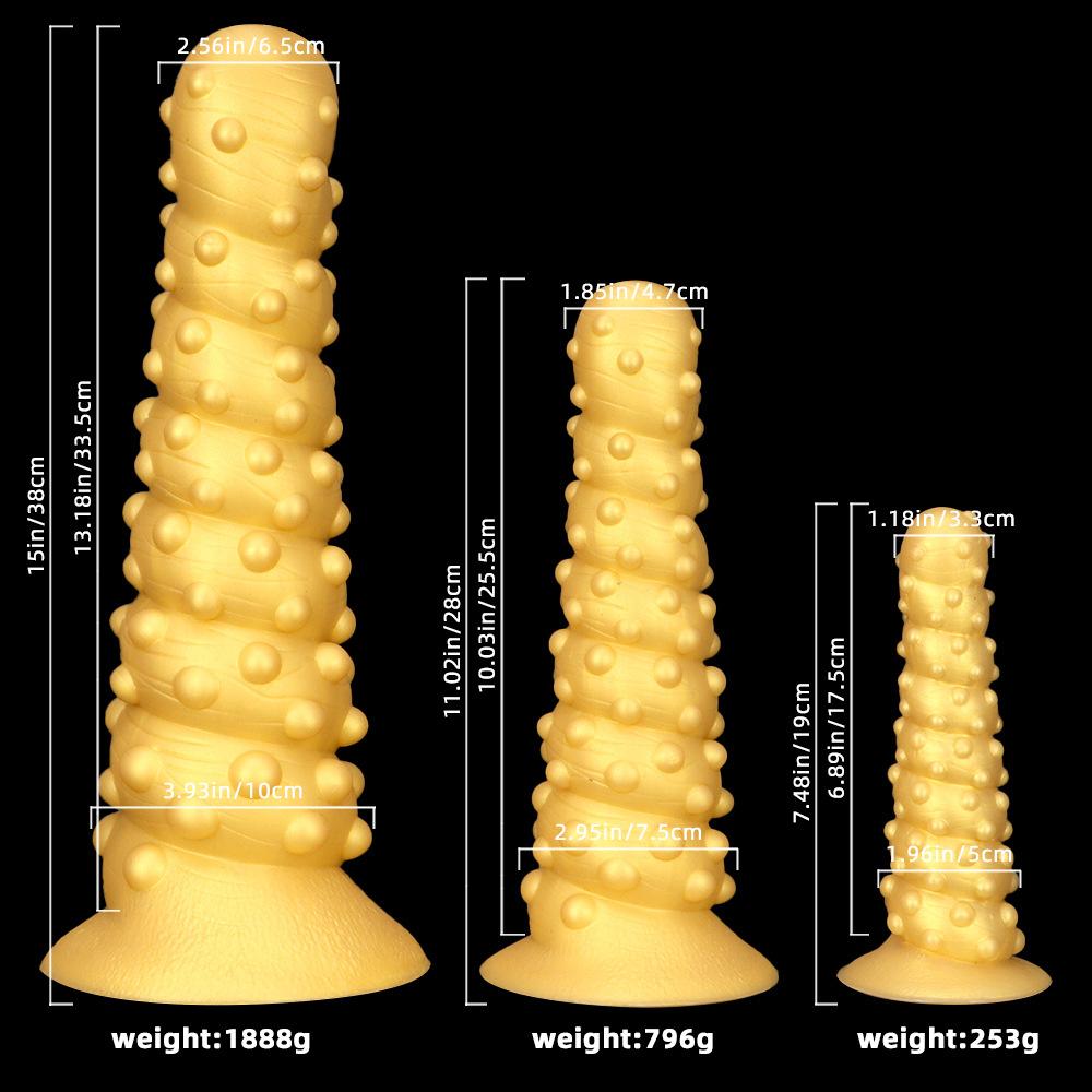 Golden Silicone Giant Suction Cup Large Anal Plug Oversized Thread Posterior Anal Canal
