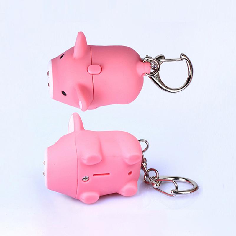 Cute Pig LED Keychain with Sound Mini Key Ring for Car Bag Purse Pendant Gift for Women Students Decorative Accessory