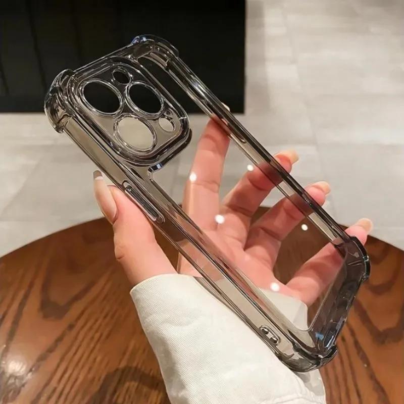 Роскошный ударопрочный прозрачный чехол для телефона для iPhone 16 15 14 13 12 11 Pro Max XR Plus Силиконовый бампер Прозрачная жесткая задняя крышка
