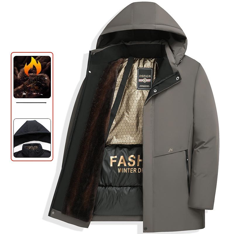 Зимняя мужская куртка Plus Velvet Thick Padded Jacket Теплая куртка Деловая повседневная куртка с пуховым стеганым воротником средней длины