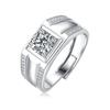 S925 Silver Inlaid 1ct Moissanite Personality Handsome Men's Fashion Adjustable Ring